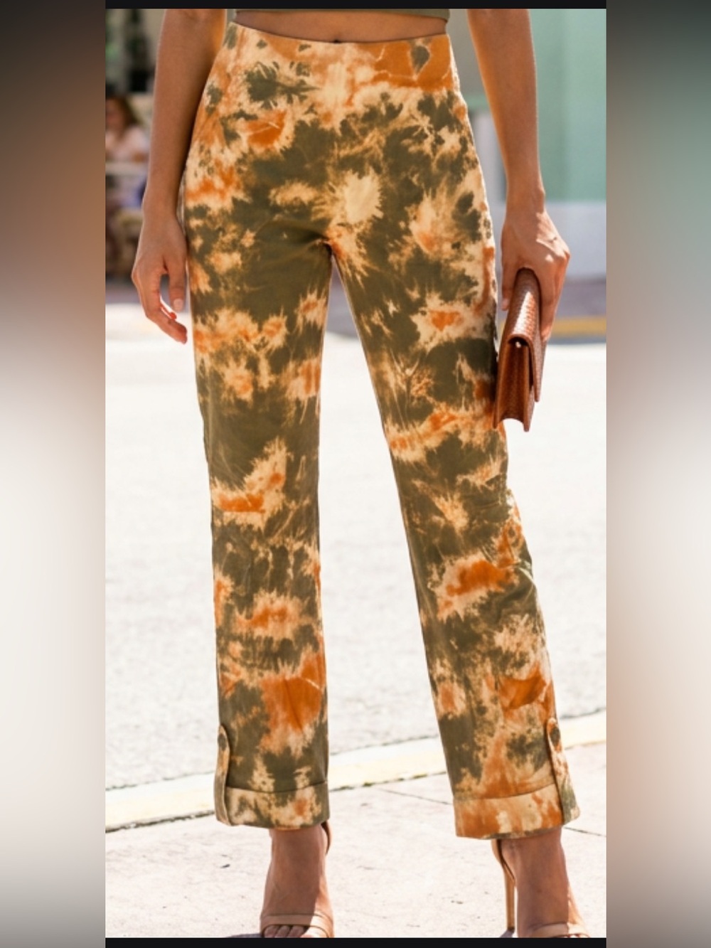XCVI | XCVI Wearables Olive & Orange Tie-Dye Pants Rare Utility Pants NWT